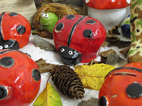 money boxes shaped like ladybugs - and a turtle