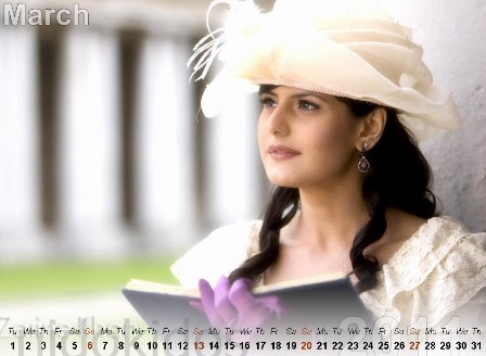 zarine khan pics 2011. Zarine Khan Calendar 2011: New Year Calendar 2011, Bollywood Actress Desktop