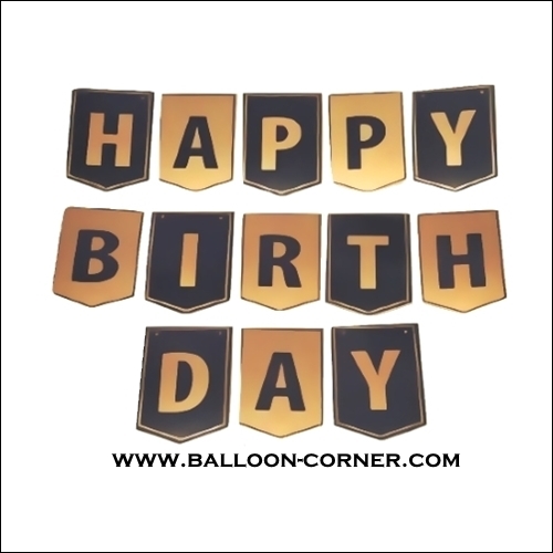 Bunting Flag Segilima HAPPY BIRTHDAY Warna Hitam Emas (02)