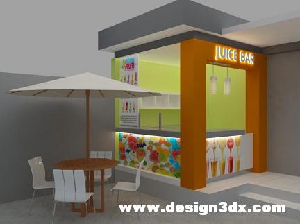 JASA INTERIOR EKSTERIOR 3D Desain booth jus stand kecil 