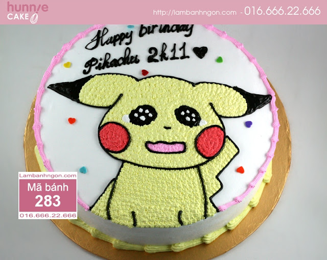 Bánh gato sinh nhật đẹp vẽ hình Pikachu