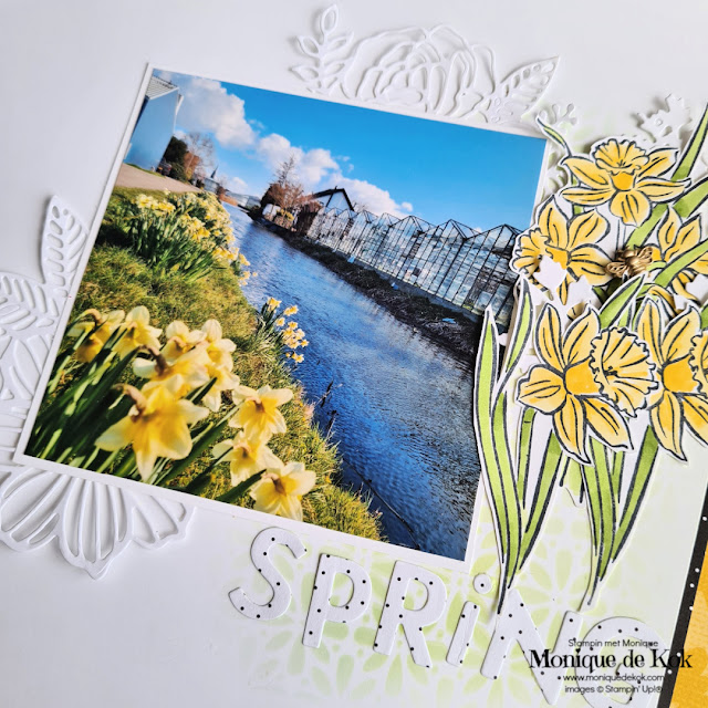 Spring, scrapbook layout, stampin up, daffodil delight, stampin met monique, scrapbooking, herinneringen vastleggen,