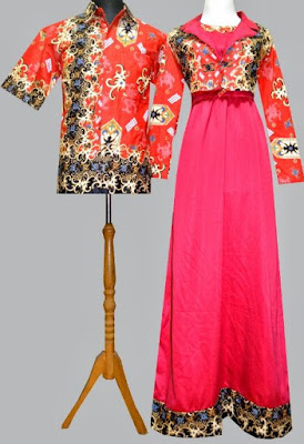 Model Gamis Batik Kombinasi Satin modern