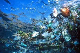 Plastic debris in ocean, source unknown