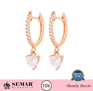 Anting Emas dengan batu putih love yang elegant