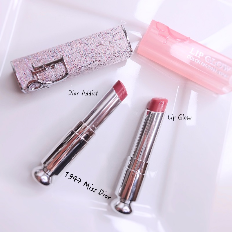 Dior Miss Dior Lipstick Lip Glow comparison