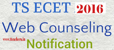 TSECET Counselling 2016 Dates Web Options Entry seat allotment order