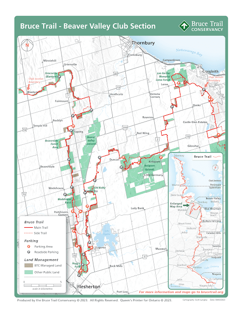 Beaver Valley Map of the Bruce Trail.