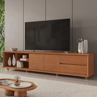 Como organizar uma sala sem estante: rack com gavetas