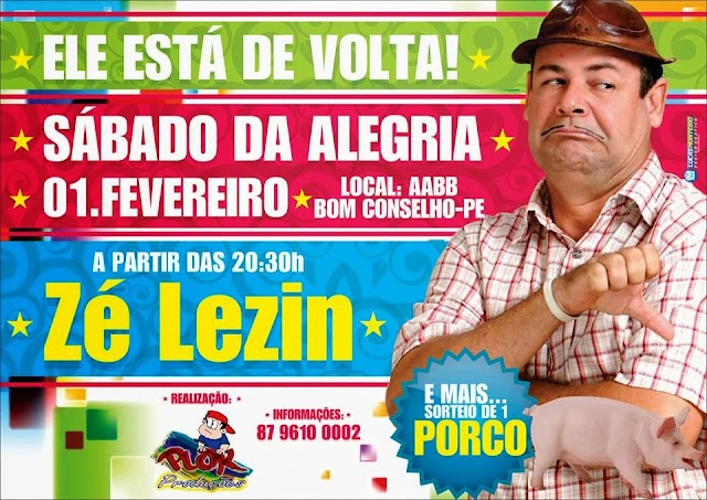 ZÉ LEZIN EM BOM CONSELHO EM FEVEREIRO