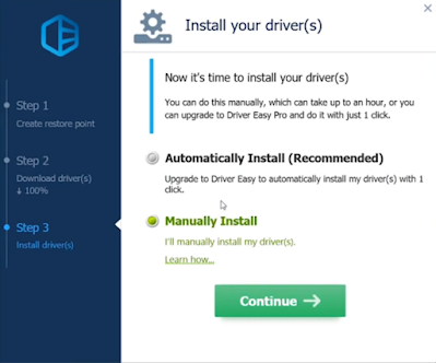 Kemudian pilihlah "Manually Install" setelah proses download kalian selesai dan waktu sekarang memasangnya pada driver kalian