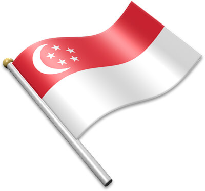 The Singaporean flag on a flagpole clipart image