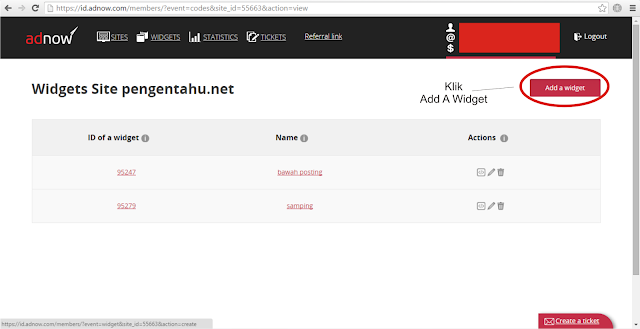 Cara Memasang Widget Iklan Adnow