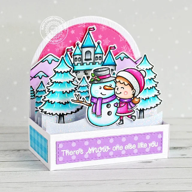 Sunny Studio Stamps Pop-up Box Snowman Snow One Like You Holiday Christmas Card by Marine Simon