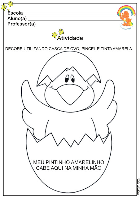 Atividade Arte com Casca de Ovo e Pincel