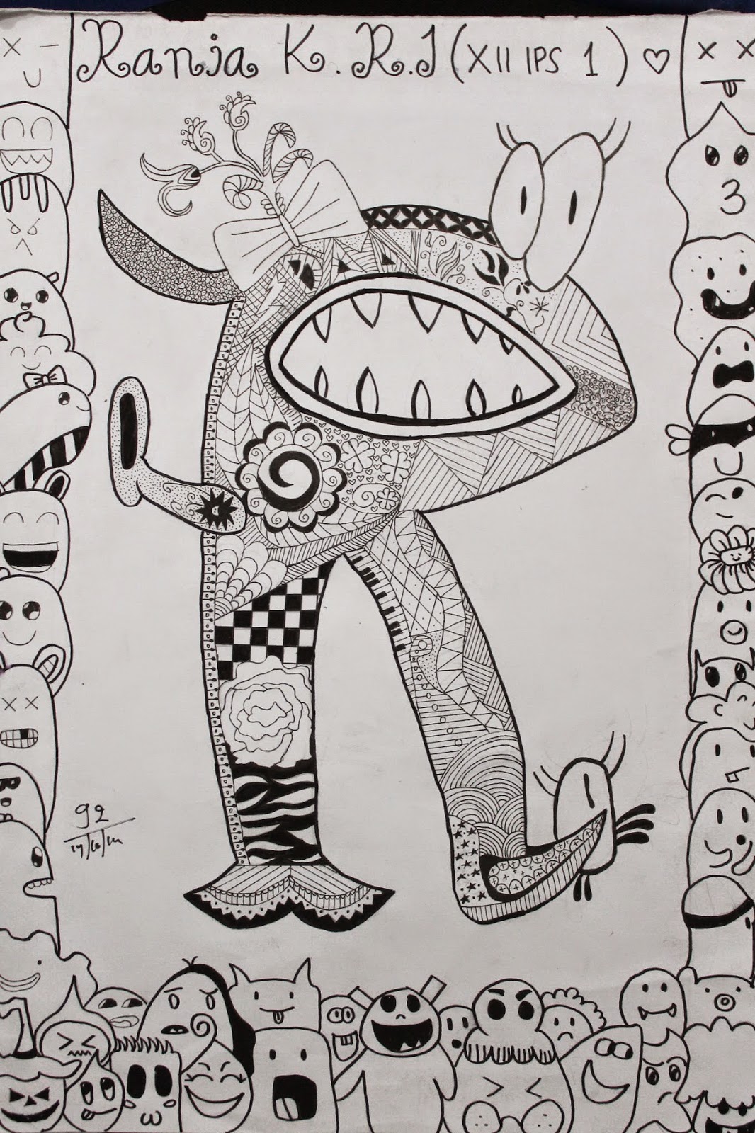 GANESHA Art MOTIF GARIS  HURUF DoodlE 