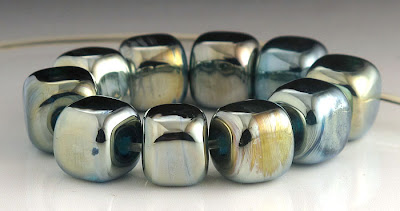 Elektra lampwork glass cube beads by beadabundant