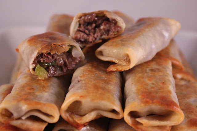 Mini Philly cheesesteak egg rolls