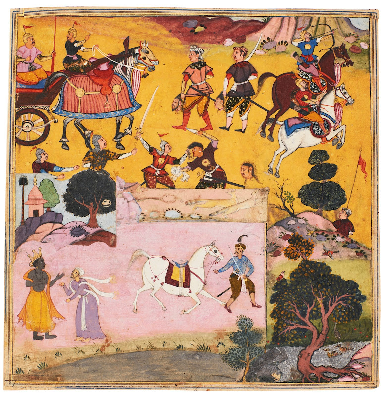 A Composite Illustration from the Razmnama - Mughal Painting 1616-17