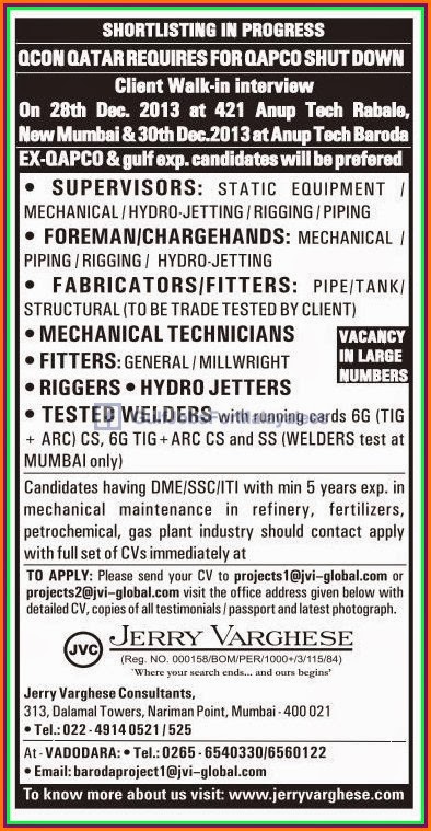 QCON Qatar Shut Down Jobs