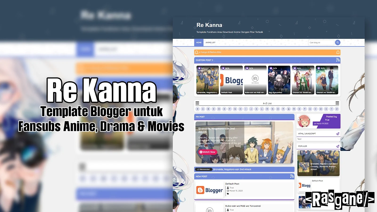 Re Kanna Clone - Blogger Template Fansub Anime