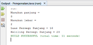 Program untuk menghitung luas dan keliling persegi panjang di Java