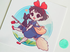 A photo of an art print of Kiki from Kiki's Delivery Service by Naomi Lord