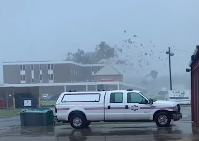 Hurricane Ida devastation flying roofs strong winds