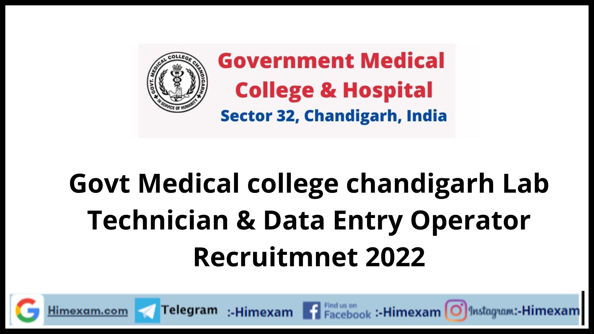 Govt Medical college chandigarh Lab Technician & Data Entry Operator Recruitmnet 2022