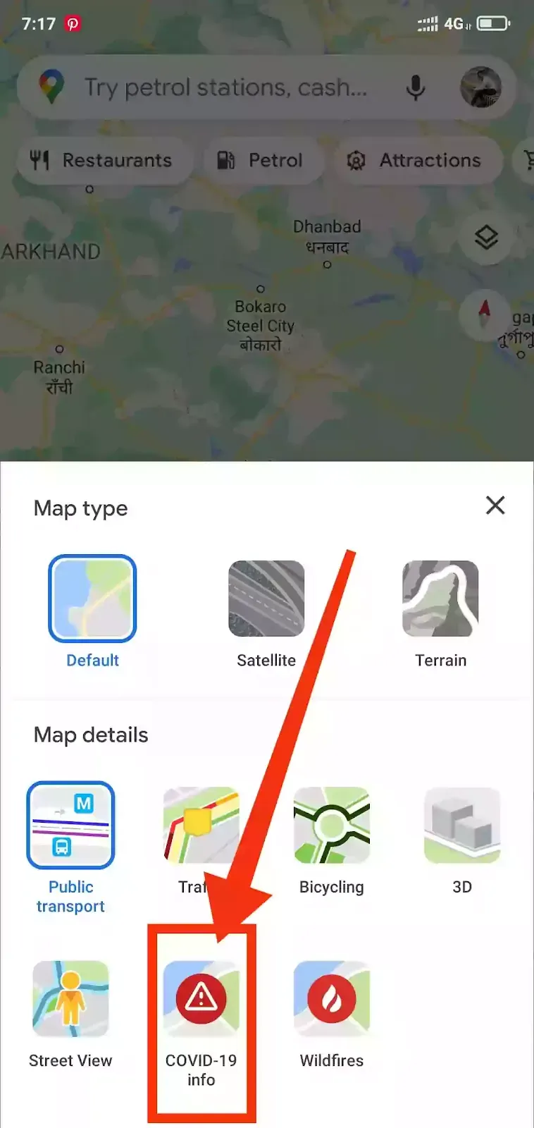 How to check containment zone in Google Maps?