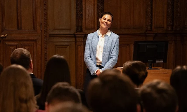 Crown Princess Victoria attended a meeting with staff at the Ministry of Foreign Affairs
