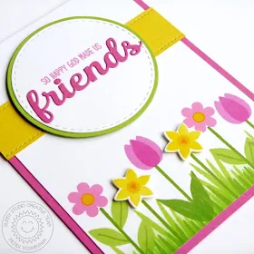 Sunny Studio Stamps: So happy God Made Us Friends Spring Flower Border Card by Mendi Yoshikawa