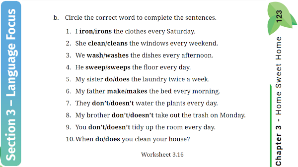 Chapter 3 Worksheet 3.16 Halaman 123 Kelas 7, Kunci Jawaban B. Inggris + Terjemahan