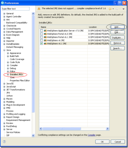 Add-JRE-WebSphere-App-Server-Rad