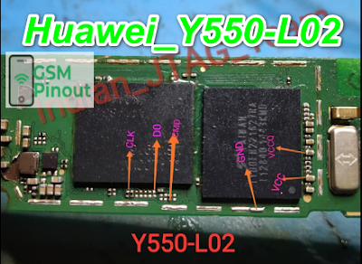 Huawei Ascend Y550-L02 ISP(EMMC) Pinout For EMMC Programming Flashing And Remove FRP Lock