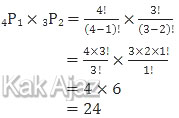 Ketua dari kelas XI (4 siswa dipilih 1) sedangkan wakil dan sekretaris dari kelas X (3 siswa dipilih 2) secara permutasi