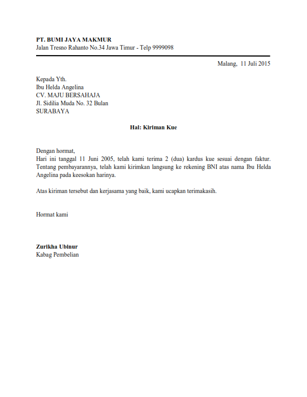 Contoh Surat Official Style Dalam Bahasa Inggris - Nusagates