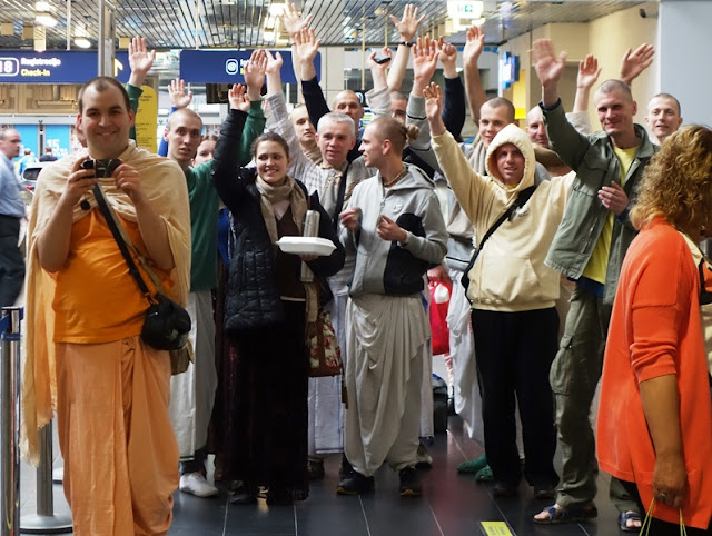 Farewell Kirtan at Airport Vilnius, Lithuania