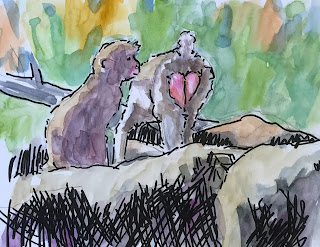 monkeys. Cincinnati Zoo, Watercolor sketch