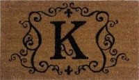 monogrammed doormat with decorative natural coir fiber-K