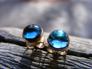 london blue topaz in gold filled studs post