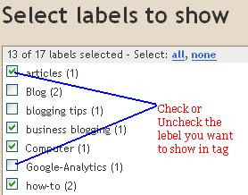 tag clouds blogger with lebels-Guide