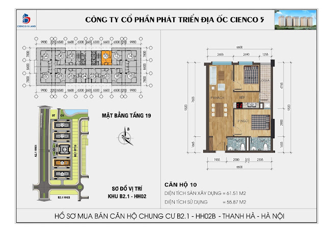 Mặt Bằng Căn Hộ 10 Tầng 19 Chung Cư B2.1 HH02B Thanh Hà Mường Thanh Cienco 5