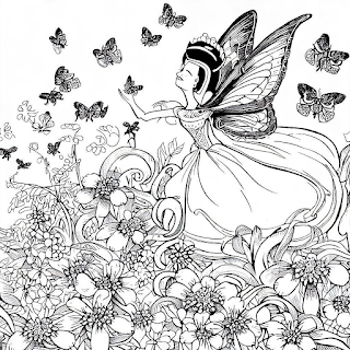 Com nossos desenhos para colorir de fadas com borboletas em um jardim, sua imaginação irá florescer!