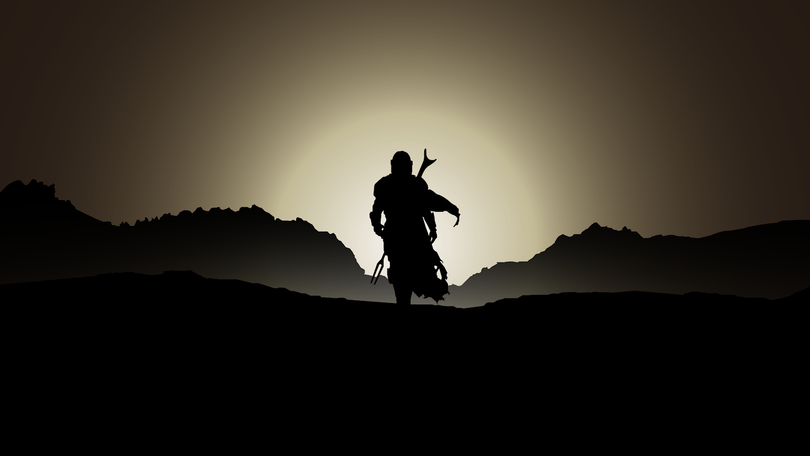 Mandalorian in the desert. Background 4k for PC