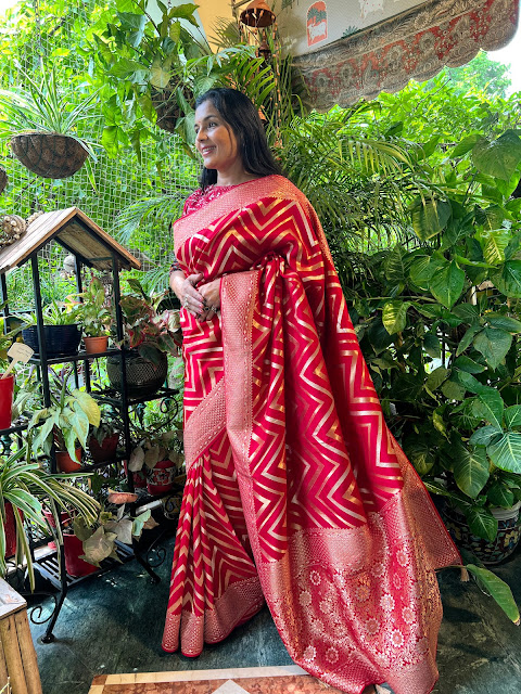 Red Banarasi saree