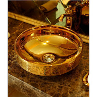  Luxury Lumia Golden Cut Porcelain Countertop Semi Counter Sink Washbasin