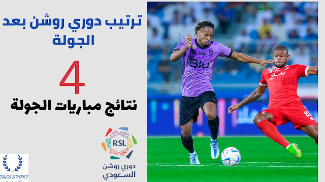 جدول ترتيب الدوري السعودي للمحترفين 2022-2023 بعد مباريات الجولة الرابعة