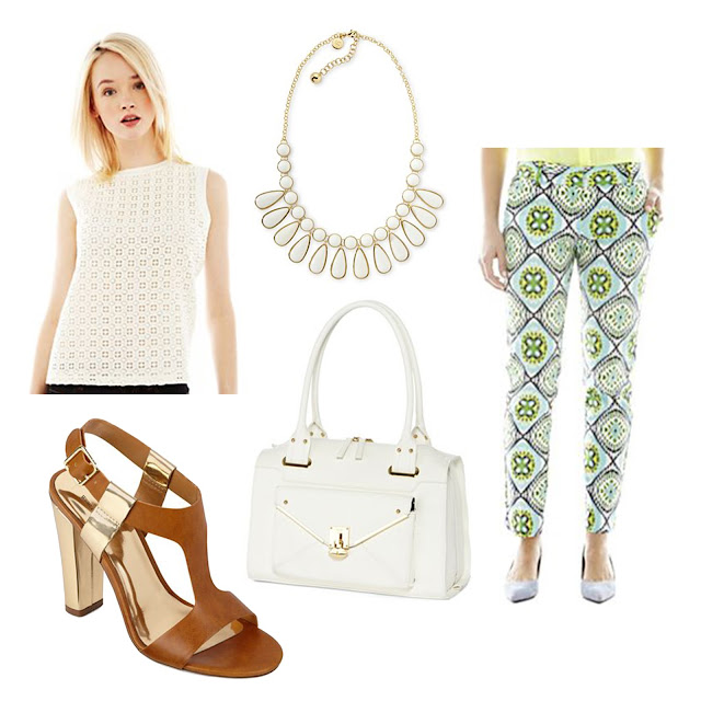 joe fresh, jcpenney, spring, summer, white, outfit, printed pants, neon, fresh