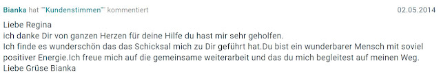 Bild mit Kundenfeedback für Regina Rehm